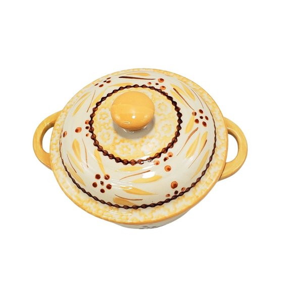 Temptations Old World Yellow Mini Individual Covered Casserole - Picture 2 of 11
